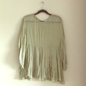 Green sheer long sleeved blouse